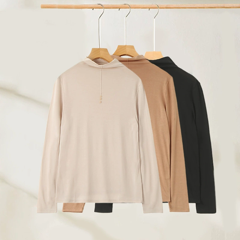 好桑缘 Silk комфортная для тела вязаная осенняя тонкая длинный рукав, высокий воротник
