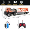 Orange flatbed truck