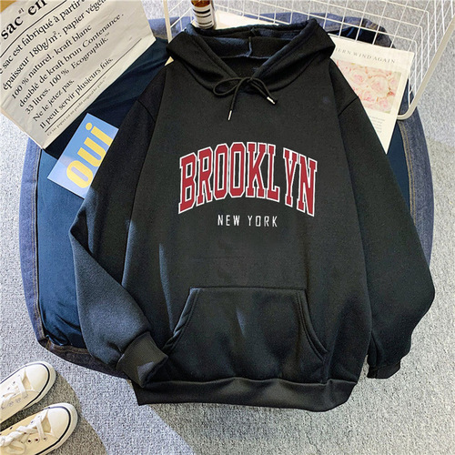 Cross-border Women's American Retro Letter Hooded Fleece Sweatshirt 2025 Autumn/Winter Loose Casual Style Outerwear Wholesale