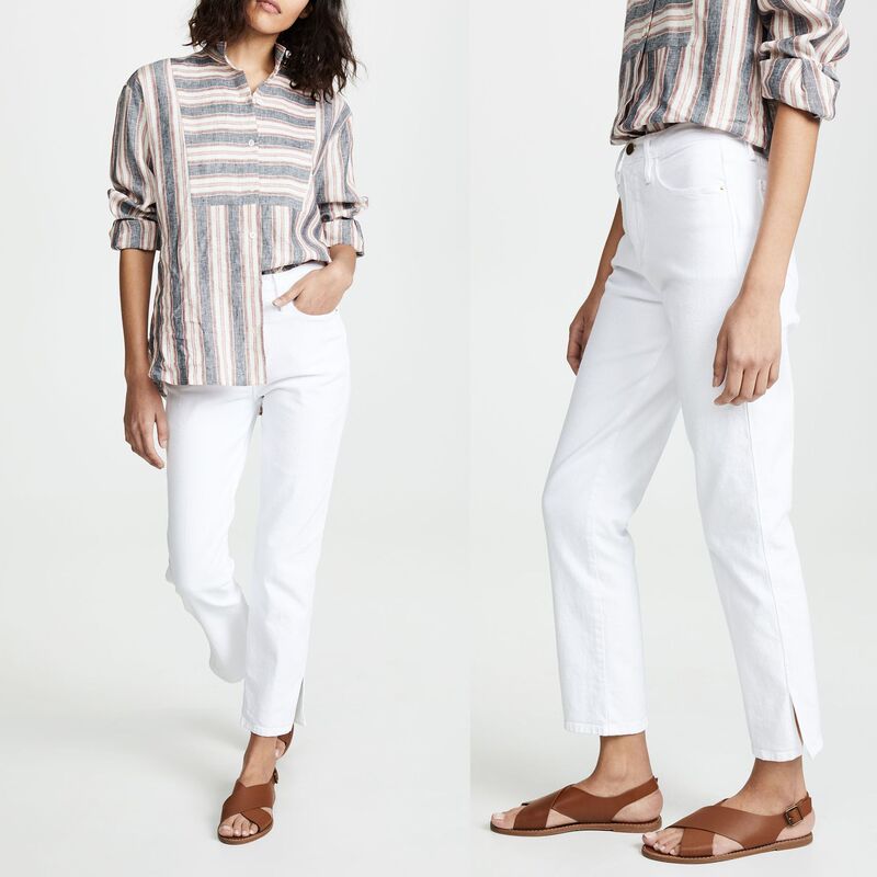 European and American Style White Side-Slit Jeans for Women, Spring 2026, Stretchy High-Waisted Casual Workwear, Cropped Straight-Leg Pants for Petite Sizes European and American Style White Side-Slit Jeans for Women, Spring 2026, Stretchy High-Waisted Casual Workwear, Cropped Straight-Leg Pants for Petite Sizes