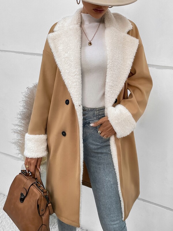 Women's Elegant Streetwear Solid Color Double Breasted Coat Coat Woolen Coat display picture 1