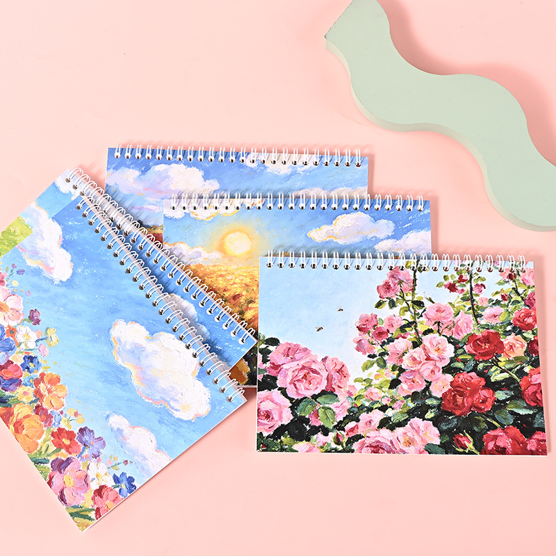 油絵両面離型本現物卸売りテープシール手帳コイル本厚手収納図鑑ノートオーダー