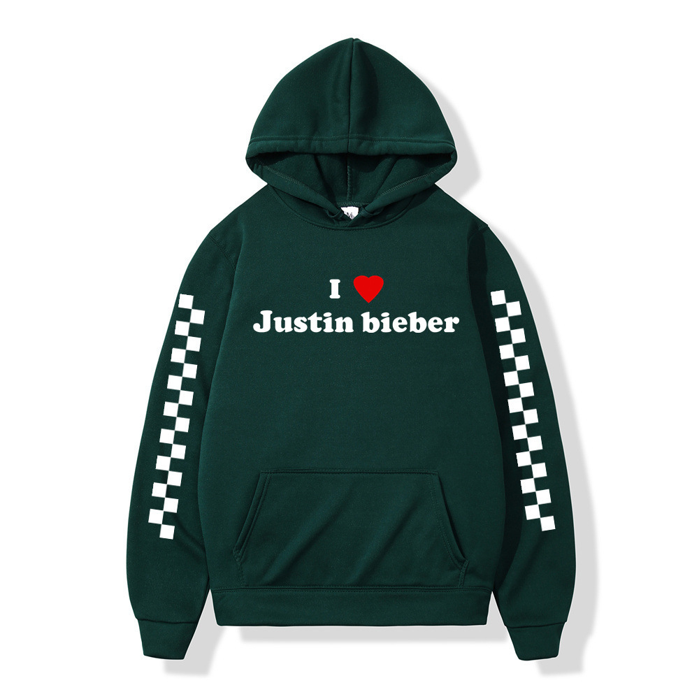 Winter Men Hoodies I love Justin Bieber Pullover Male Hooded