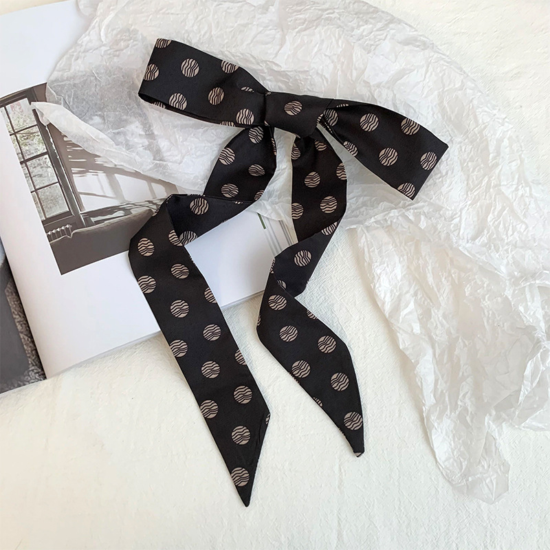 Bufanda de seda de lunares, banda larga, sensación de alta gama, nuevo estilo multiusos, todo-fósforo, bufanda pequeña, pañuelo para el cabello, cinturón de cinta para el cabello