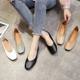 Single Shoes Women's 2023 New Spring All-match Evening Low Heel Fairy Soft Leather Square Head Slip-on Beans