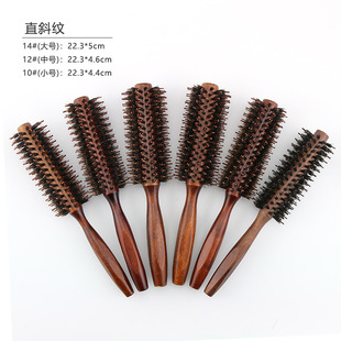 Factory wholesale Lotus Wood bristle hair curling comb fluffy shape hair care comb high temperature resistant solid wood roller comb
