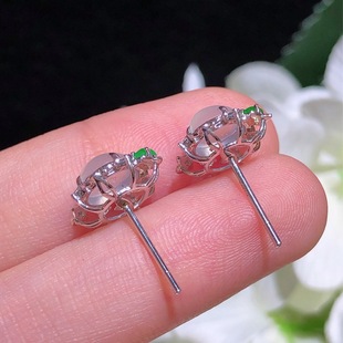 Natural jadeite a goods water embellish color bright appearance plump ice egg surface earrings 18k gold inlay
