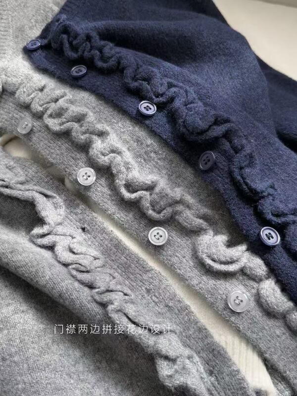 apm假两件木耳手工边牛绒毛衣|undefined
