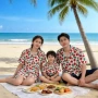 全家装海边母子复古衬衫