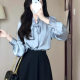 Professional Urban Style Interview Suit Skirt Spring and Autumn Teaching Qualification Teacher System Wear Blue Flying Sleeves for Work
