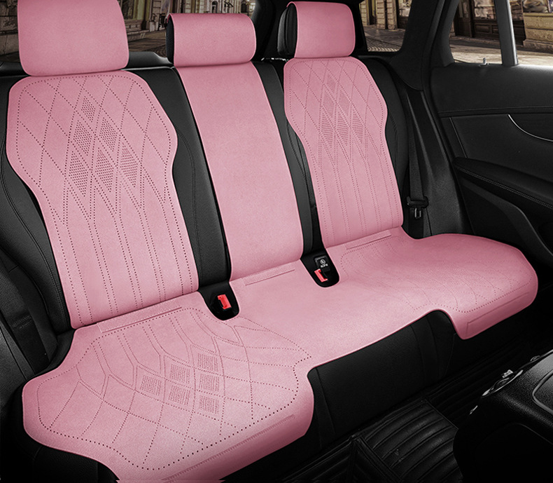 Car One-Piece Saddle Cushion, Universal for All Seasons, Suede Leather Perforated Breathable Seat Cushion, Seat Cover