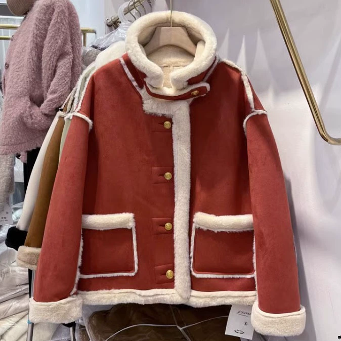 Фуксnia зимняя теплая бархатная куртка,2023, стиль Chanel