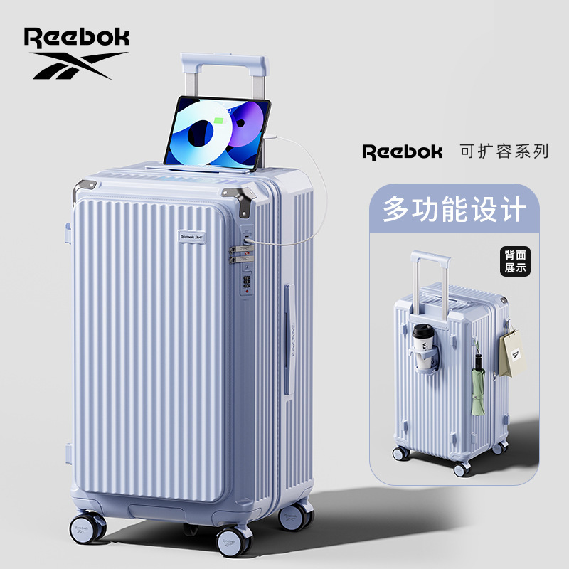 Reebok Large-Capacity Luggage Suitcase for Students with Side Opening, Trolley Case for Women 20inch Expandable Carry-On Suitcase Travel Case 24inch for Men