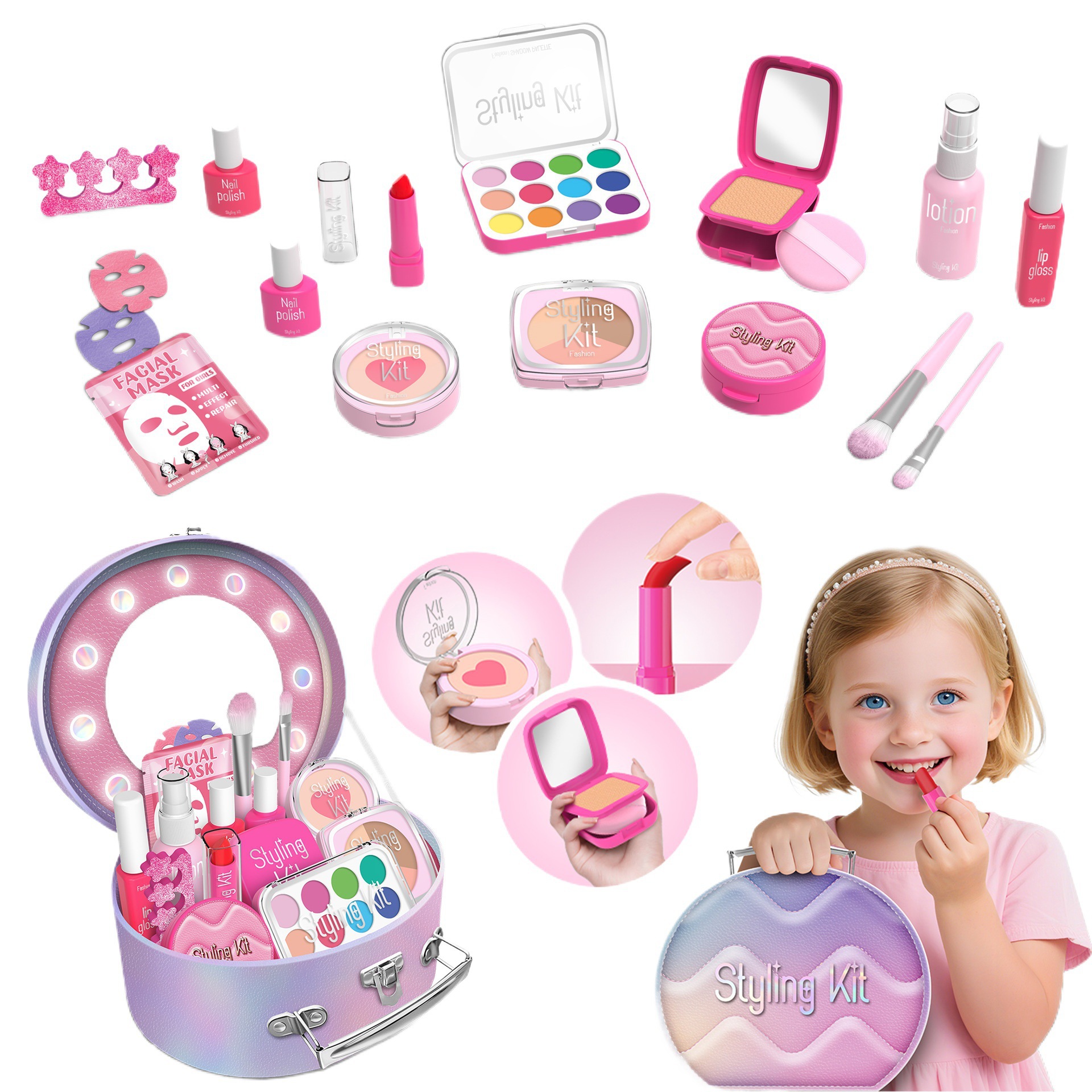 Niños y niñas transfronterizos vestidos de maquillaje conjunto de simulación de maquillaje accesorios herramientas de maquillaje para el hogar juguetes