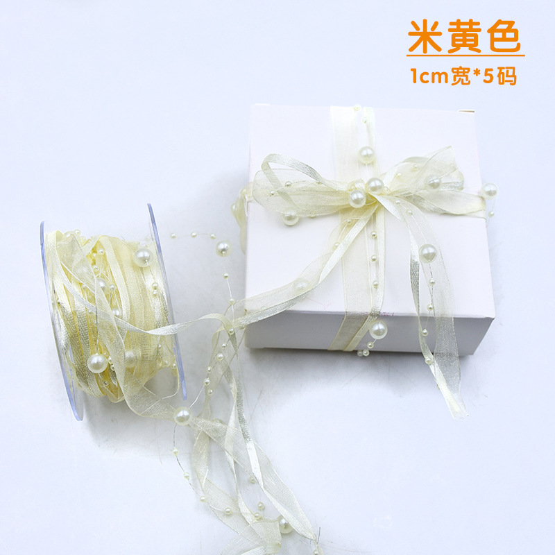 Hilo de amor de cuentas, cinta de perlas, cadena de cuentas creativas, cinta de color, material de embalaje de flores, accesorios para el cabello con cuentas, cinta de bricolaje de regalo