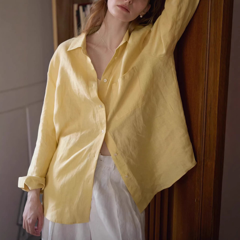 2026Ss High-End Japanese Sand-Washed Pure Linen Long-Sleeved Shirt with Embroidery 2026Ss High-End Japanese Sand-Washed Pure Linen Long-Sleeved Shirt with Embroidery