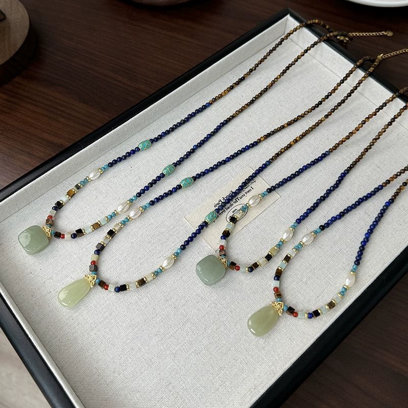 Оригинальный новый китайский стиль натуральный Hutian Jade без жемчужного ожерелья