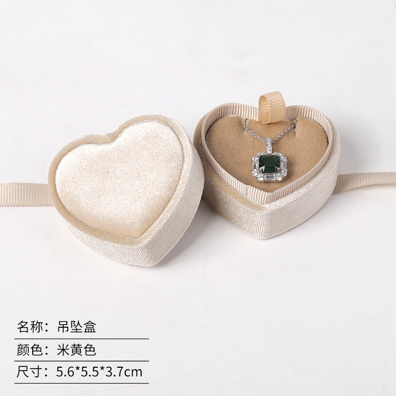 Caja de embalaje de joyas de anillo de terciopelo en forma de corazón redondo caja de joyas de terciopelo coreano caja de joyas de terciopelo Tiandi cubierta caja de joyas de cinta image 14
