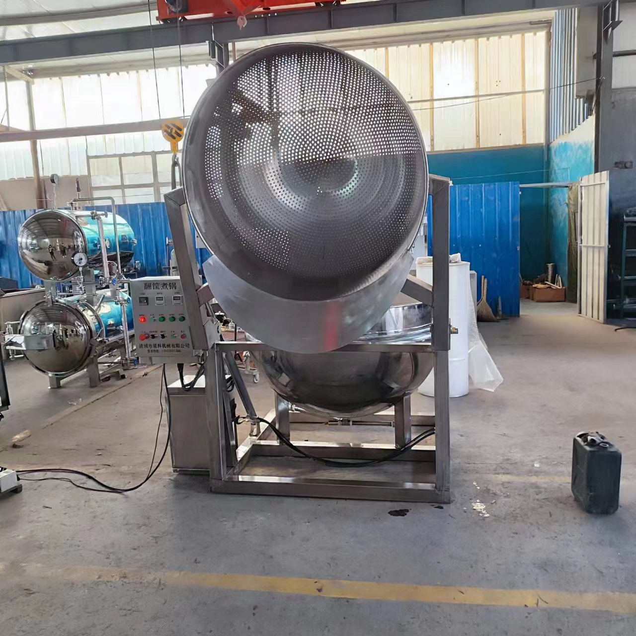 自动定时自动翻筐出料翻筐煮锅 青菜焯水漂烫煮锅蒸汽花生卤煮锅