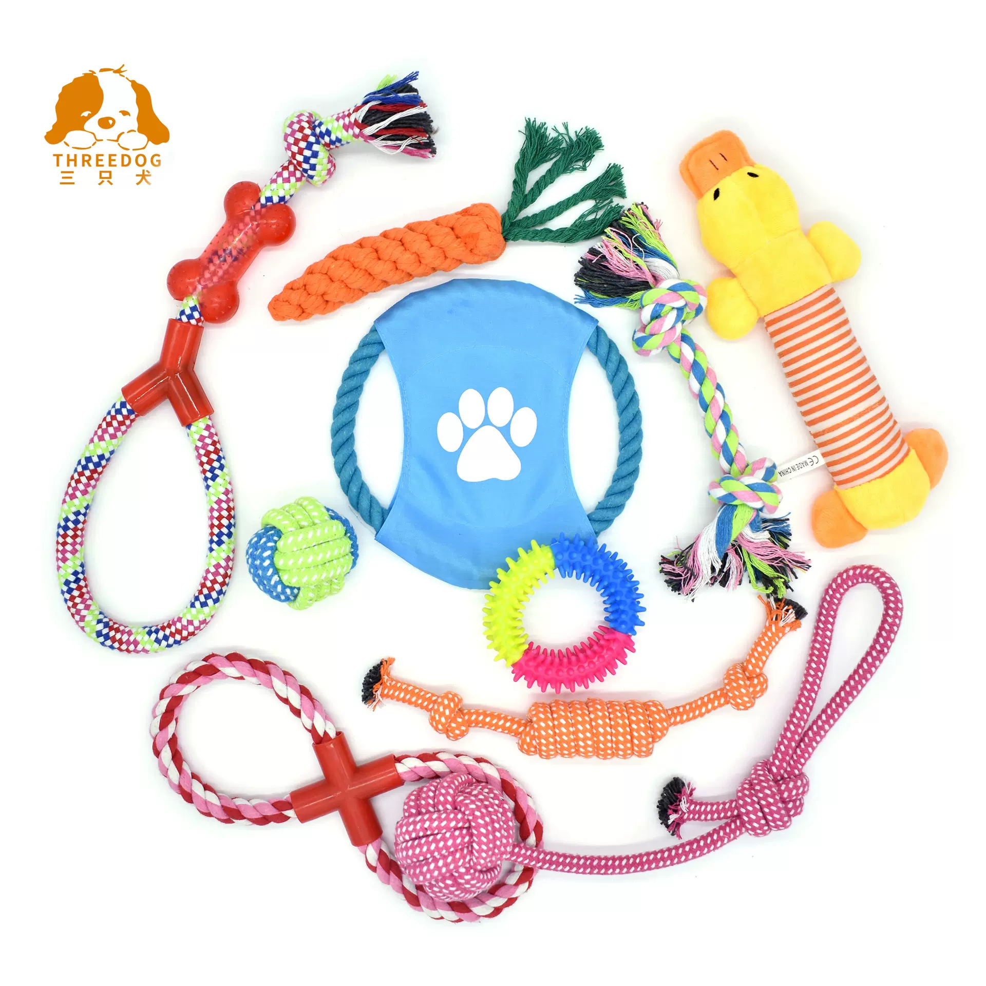 狗狗玩具套装热卖新品宠物玩具组合狗狗喜爱耐咬绳结亚马逊temu