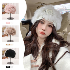 冬季保暖帽子毛兔毛絨包頭帽韓版百搭防寒秋冬毛線針織毛毛盆帽
