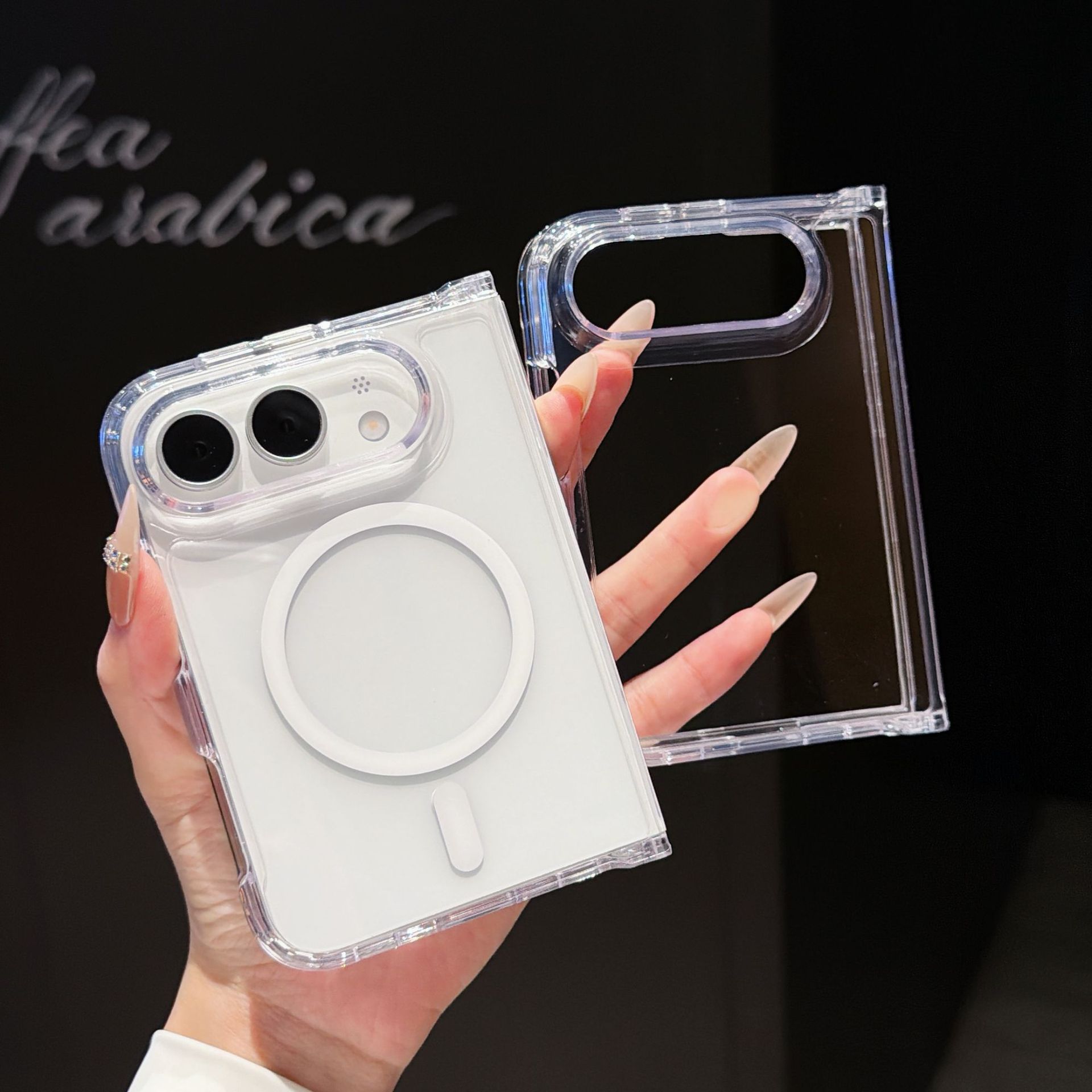 Funda Plegable con Tapa para Celular iPhone Duo, Acrílico, Absorción Magnética, Anti-caídas