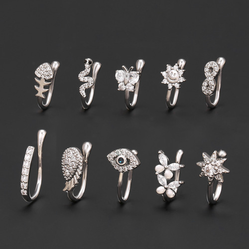 Amazon's best-selling new nose ornaments European style popular non-perforated nose clip personalized fashion copper inlaid zircon nose ornaments wholesale