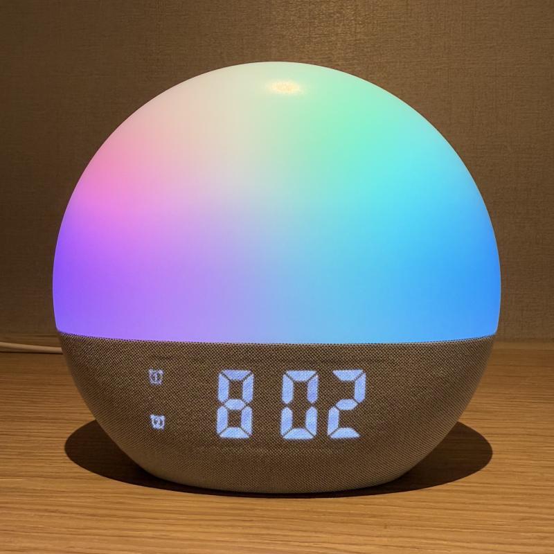FM radio simulation sunrise sunset natural wake-up white noise with sleeping lights led colorful atmosphere wake-up alarm clock