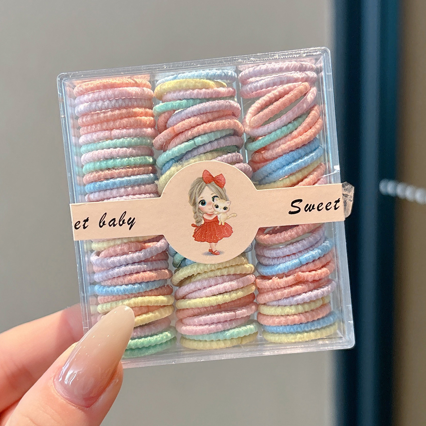 Caricatura encantadora anillo de pelo pulgar no daña el cabello de los niños correa de correa pequeña cuerda de cabello para niñas cuerda de cabello