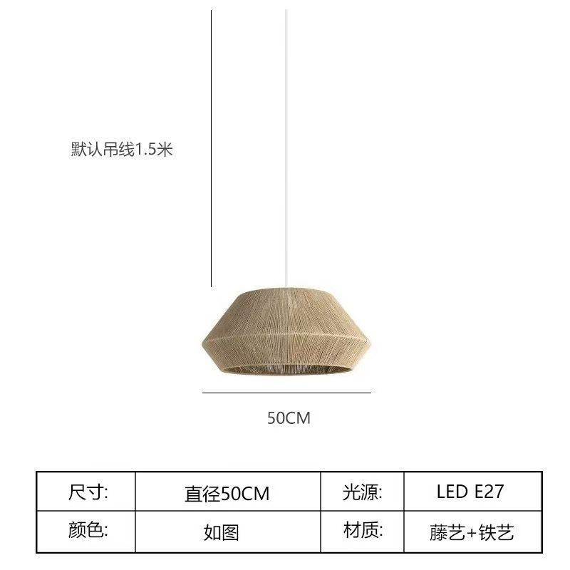 Lámpara de estilo japonés, estilo tranquilo y creativo, restaurante personalizado, bar, dormitorio, balcón, lámpara de vidina tejida a mano retro