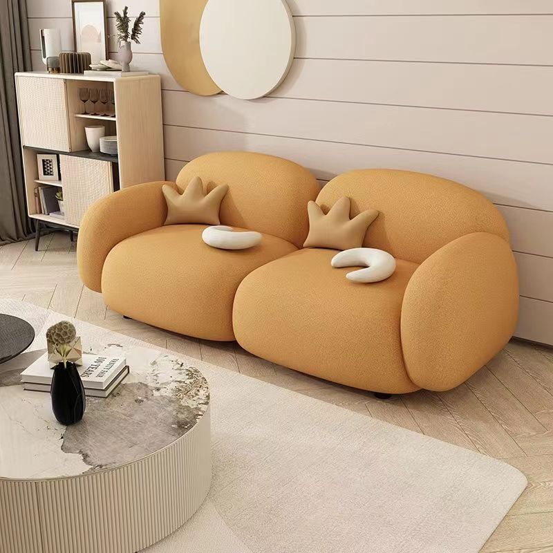 Nordic Technology Fabric Sofa Small Apartment Double Living Room Bedroom Modern Minimalist Clothing Store Tofu Block Sofa Wood