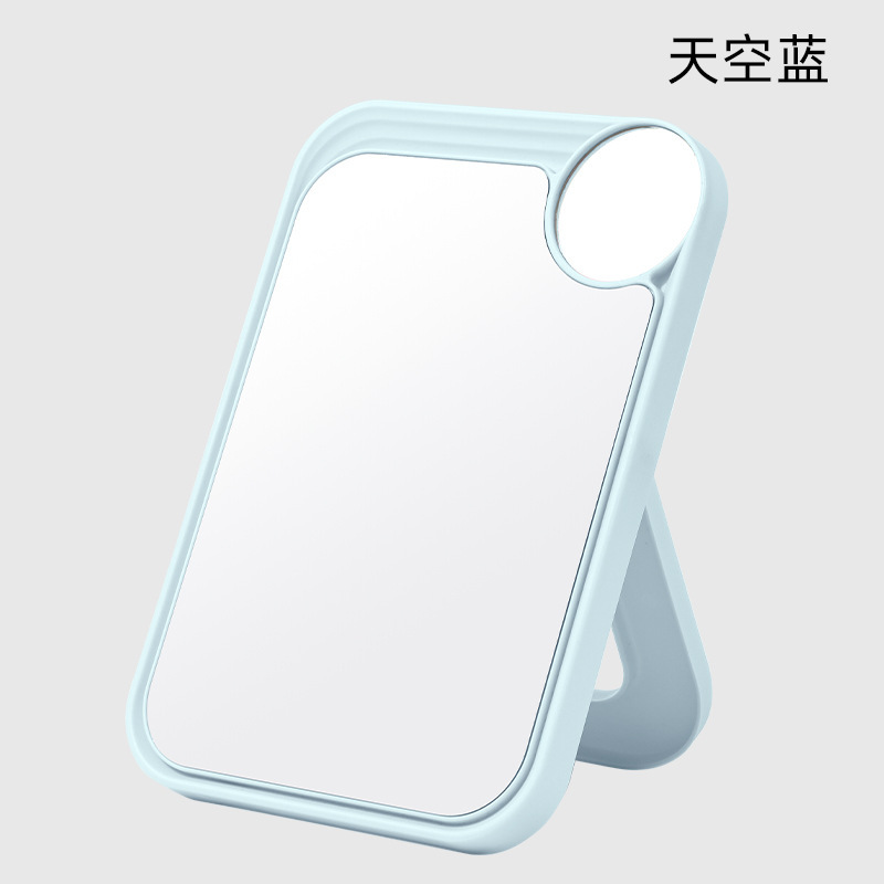 ins风简约台式梳妆镜双面镜子桌面家用可立宿舍学生化妆镜在桌子|undefined