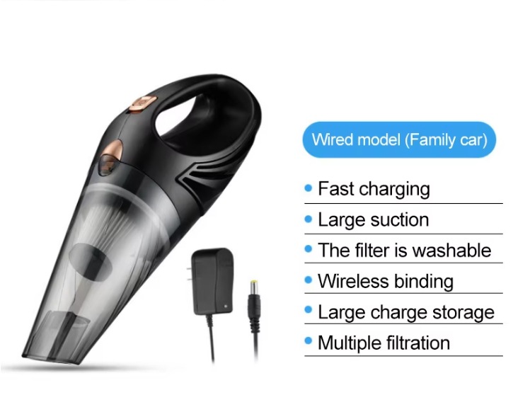 New Cross-Border Small Portable Car Vacuum Cleaner for Home and Car Use with High Suction Power and Brushless Motor