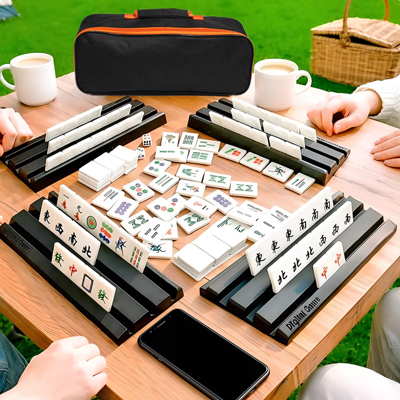Portable Mahjong Tiles for Parties, Home Use, Outdoor Travel, Camping, Dormitory, Hand-Cranked Mini Mahjong Set Wholesale
