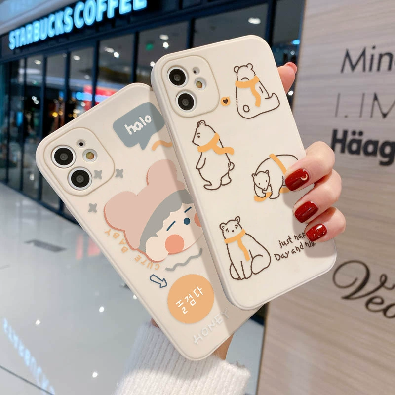 Совместимый чехол для Apple, мультяшный дизайн, iPhone 12 Pro, телефон XS Max, 13, с медвежатами