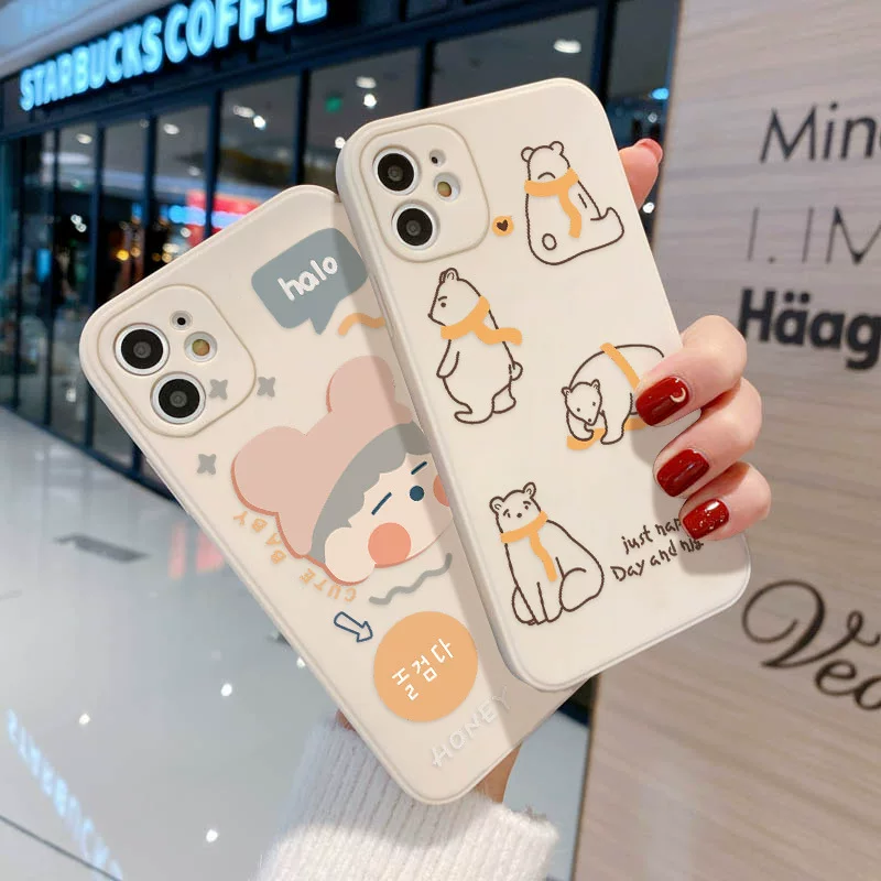 Совместимый чехол для Apple, мультяшный дизайн, iPhone 12 Pro, телефон XS Max, 13, с медвежатами