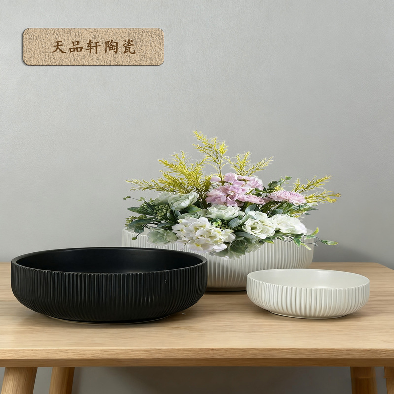 Manufacturer Wholesale Round Water Tray Flower Arrangement Ceramic Zen New Chinese Style Soft Decoration Container Minimalist Nordic Simple Style Vase Manufacturer Wholesale Round Water Tray Flower Arrangement Ceramic Zen New Chinese Style Soft Decoration Container Minimalist Nordic Simple Style Vase