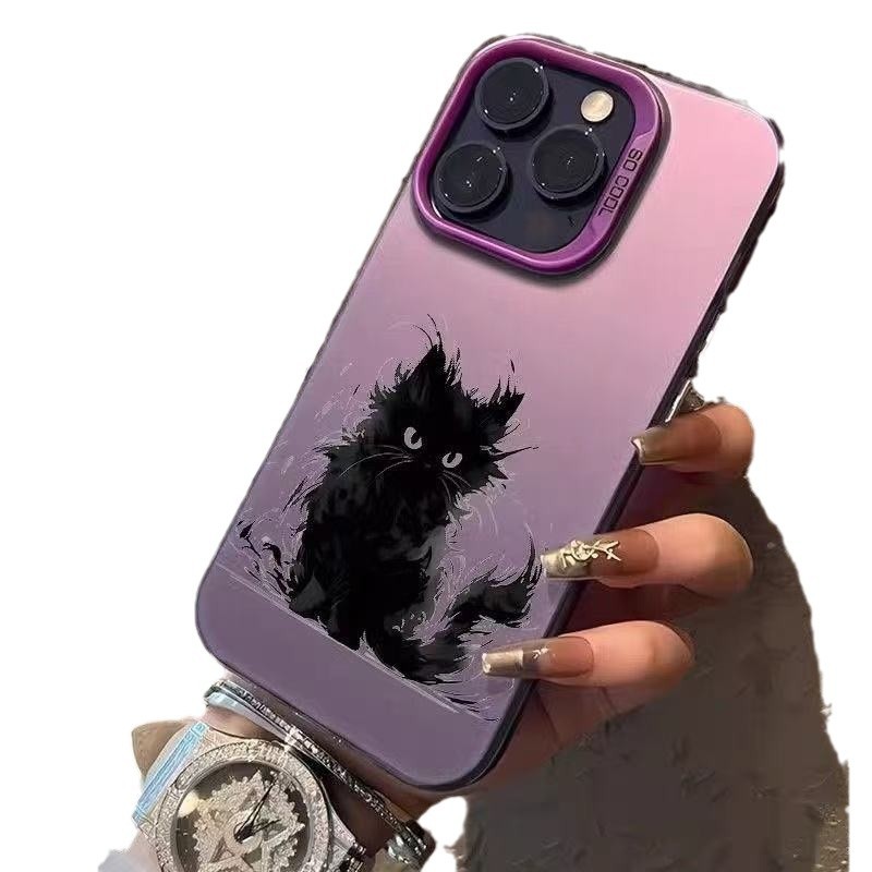 Nueva tinta gato negro para iPhone 16 funda para teléfono móvil Apple 15promax/14 Japón y Corea 13pro12 Europa y América