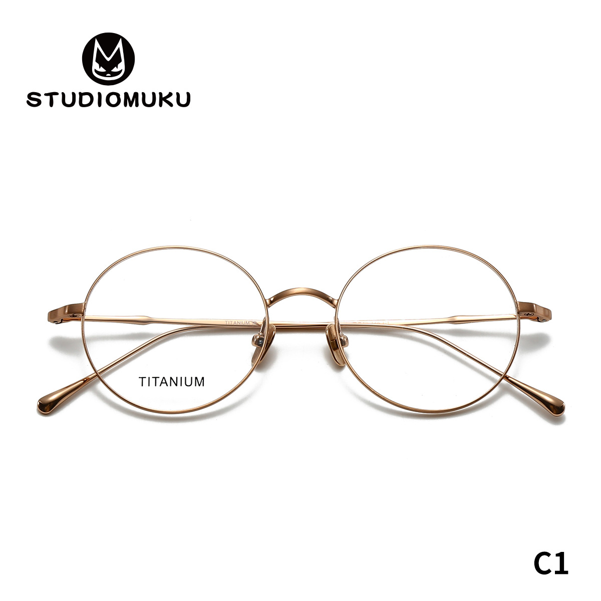 STUDIOMUKU gafas de madera clásica estilo de escuela retener marco retrógrado marco de gafas de titanio puro