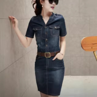 Fitted denim dress