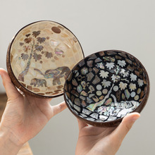 天然手工贝壳椰子碗玄关钥匙首饰收纳碗椰子壳碗南洋家居装饰摆件