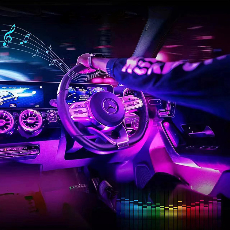 Cross-Border Led Car Interior Wireless Atmosphere Light with USB Cigarette Lighter, Infrared Voice Control, and Mobile App Control