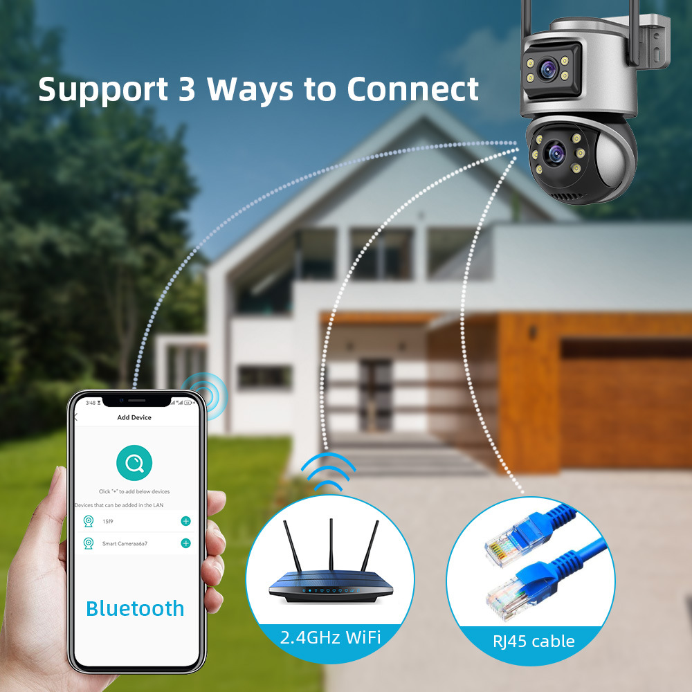 WIFI dual-lens dual-screen surveillance camera icsee gun and ball integrated high-definition outdoor surveillance Dual lens undefined