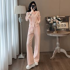 多巴胺时尚卫衣女秋季新款洋气减龄连帽开衫穿搭阔腿裤两件套#889