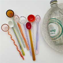 原创款水晶糖果甜品勺子彩色玻璃螺旋勺子咖啡勺牛奶搅拌勺