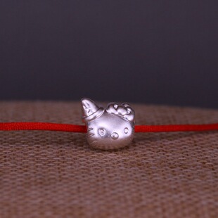 Foot Silver 999 Cartoon Magic Hat KT Cat hellokitty Hello Kitty Sterling Silver Beaded Rope Jewelry Accessories
