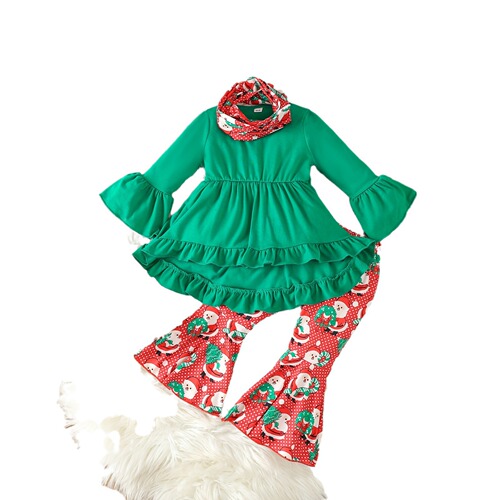 Children's suit New small and medium-sized girls 'trumpet long-sleeved tuxedo girls' Christmas bell-bottom pants suit