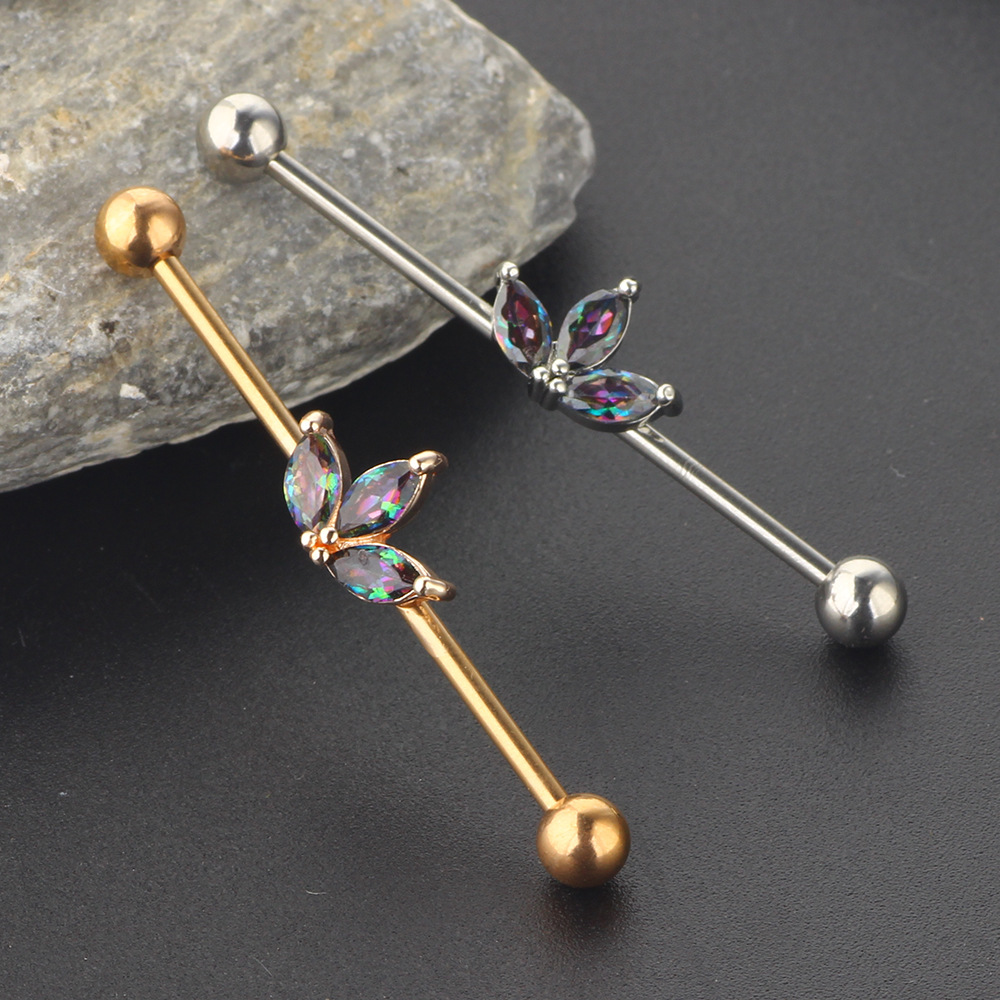 Ear Studs Classification Ear Cartilage Rings & Studs Piercing Type 1 Piece Ear Cartilage Rings & Studs Simple Style Flower Metal Inlay Zircon Ear Cartilage Rings & Studs