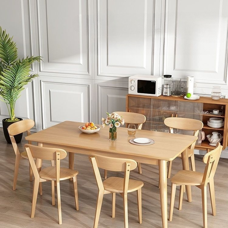 Nordic solid wood dining table and chair set, modern minimalist home use, small apartment rectangular dining table, restaurant dining table