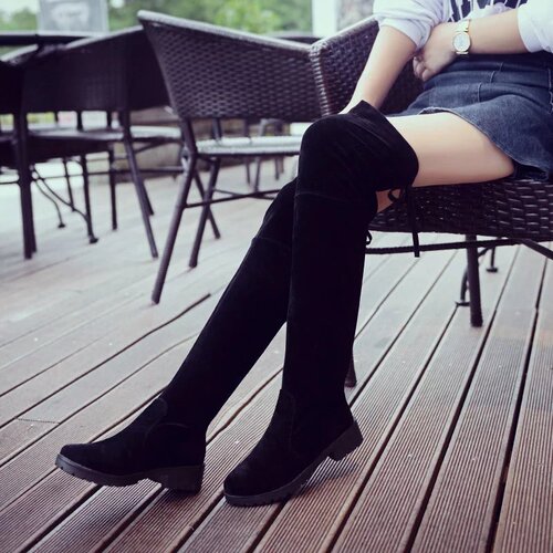 Autumn/Winter Women's Shoes British Style Cylinder Boot Korean Version Fashion Trend Flat Felt High Cylinder Boot